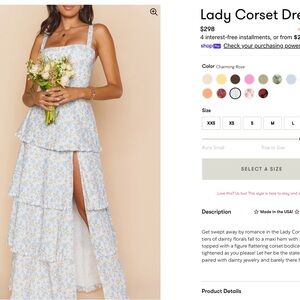 NWT- Never Worn! Blue Floral Tiered Maxi Dress- Show Me Your Mumu Lady Corset